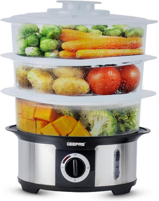 3-Tier Food Steamer, 12L Capacity Electric Vegetable Steamer with BPA ...