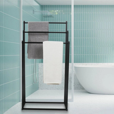 3 Tier Free Standing Towel Rail Stand Unit Rack Storage Bathroom Metal 86CM