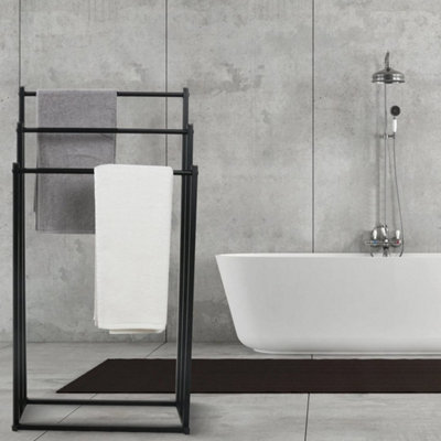 3 Tier Free Standing Towel Rail Stand Unit Rack Storage Bathroom Metal 86CM
