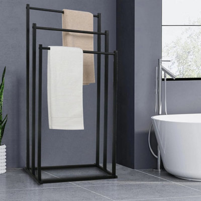 3 Tier Free Standing Towel Rail Stand Unit Rack Storage Bathroom Metal 86CM