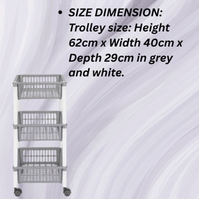 3 Tier Fruit Trolley Basket Rack Kitchen Storage Vegetable Cart Wheels