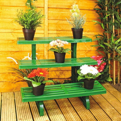 3-tier Garden Plant Pot Etagere - Indoor & Outdoor Straight Display Stand - Measures H50cm x W70cm x D48cm