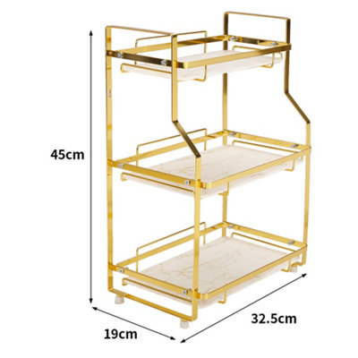 3 Tier Golden Bathroom Countertop Organizer Standing Cosmetic Storage Shelf - 5