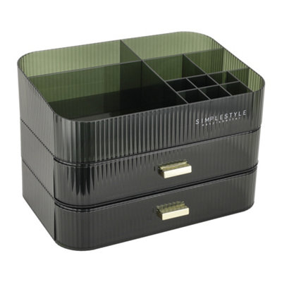 3-Tier Green Transparent Makeup Organizer for Perfume Lotions Display Case 200mm(H)
