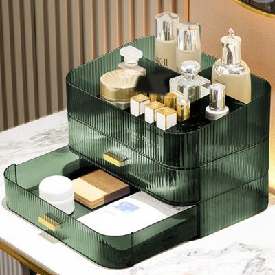 3-Tier Green Transparent Makeup Organizer for Perfume Lotions Display Case 200mm(H) - 3