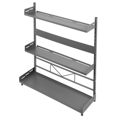 3-Tier Gunmetal Grey Spice Rack with Adjustable Shelves, 30cm W x 16cm ...