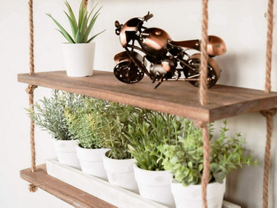 3 Tier Hanging Wooden Rope Shelves - 7