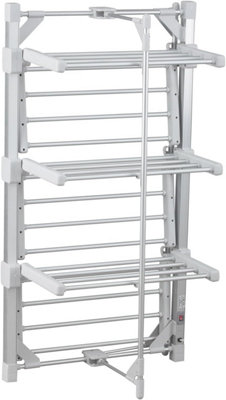 3 Tier Heated Clothes Airer Deluxe Folding Aluminium Clothes Drying Rack Electric Laundry Drying Horse Rack with 24 Rails DIY at B Q