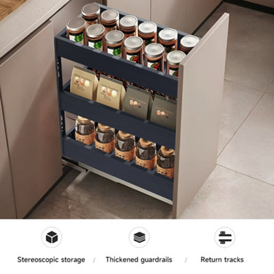 3-Tier Kitchen Bottom Pull Out Aluminium Shelf 25cm W