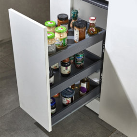 3-Tier Kitchen Bottom Pull Out Aluminium Shelf Grey Pull-out storage 15cm W