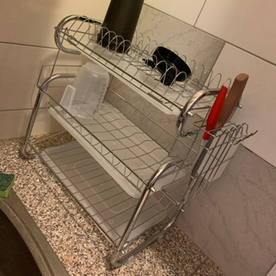 3 Tier Kitchen Dish Drainer Rack Dish Drying Rack with Cutlery Holder Dryer Tray