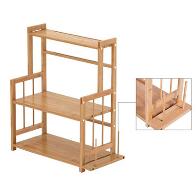 3 Tier Kitchen Freestanding Bamboo Spice Rack Storage Organizer with Hook