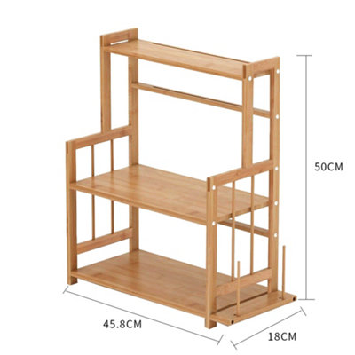 3 Tier Kitchen Freestanding Bamboo Spice Rack Storage Organizer with Hook