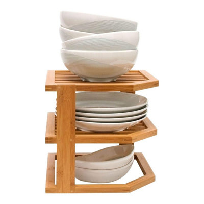3 Tier Kitchen Plates Rack - Tidy Cupboard Organiser - Perfect Space ...