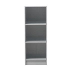 3 Tier Medium Narrow Bookcase Shelving Unit Living Room Office Bedroom Grey