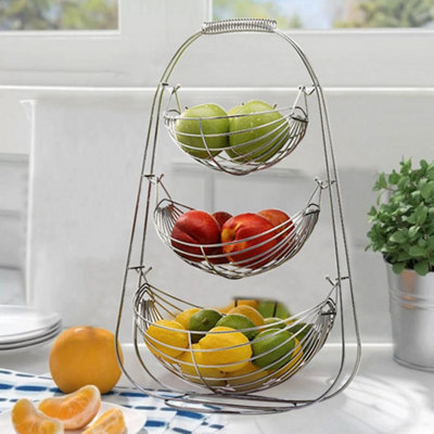 3 Tier Metal Fruit Baskets Rack Vegetables Storage Display Stand Holder