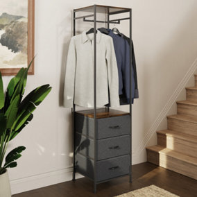 3 Tier Metal Storage Coat Rack With 3 Fabric Drawers