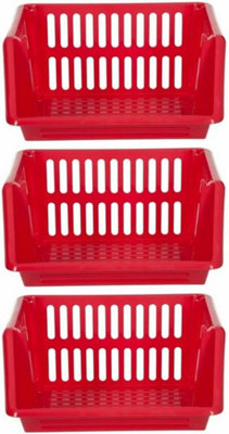 3 Tier Multi-Purpose Stacking Basket 35cm - Red