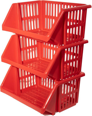 3 Tier Multi-Purpose Stacking Basket 35cm - Red