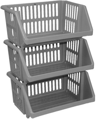 3 Tier Multi-Purpose Stacking Basket 35cm - Silver