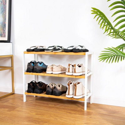 3 Tier Natural Bamboo Shoe Rack - 4