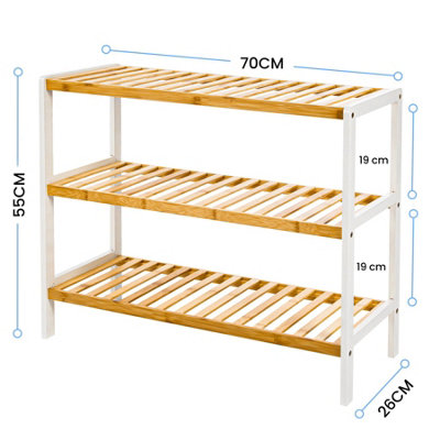 3 Tier Natural Bamboo Shoe Rack - 6