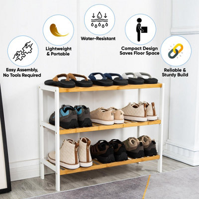 3 Tier Natural Bamboo Shoe Rack - 7