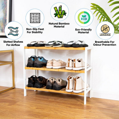 3 Tier Natural Bamboo Shoe Rack - 8