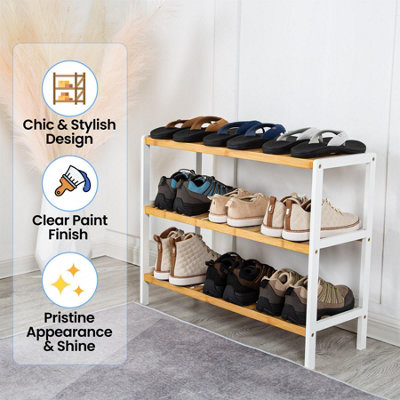 3 Tier Natural Bamboo Shoe Rack - 9