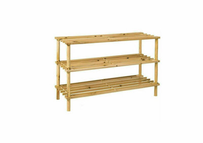 3 Tier Natural Wooden Shoe Rack