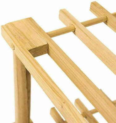 3 Tier Natural Wooden Shoe Rack - 3
