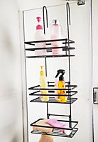 3 Tier Non Rust Hanging Shower Caddy Bathroom Organiser in Black