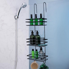 3 Tier Non Rust Hanging Shower Caddy Bathroom Organiser in Black