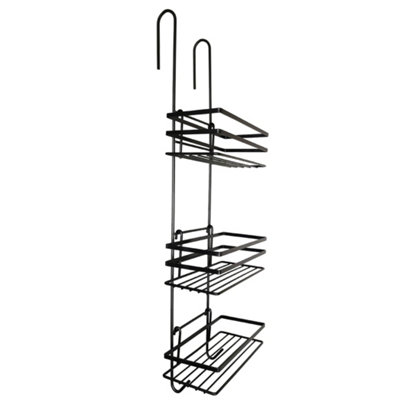 3 Tier Non Rust Hanging Shower Caddy Bathroom Organiser in Black - 3