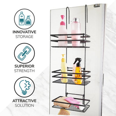 3 Tier Non Rust Hanging Shower Caddy Bathroom Organiser in Black - 4
