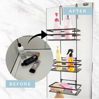 3 Tier Non Rust Hanging Shower Caddy Bathroom Organiser in Black - 6