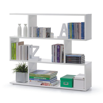 3 Tier Open Low Wide Storage Unit with Compartments, Freestanding ...