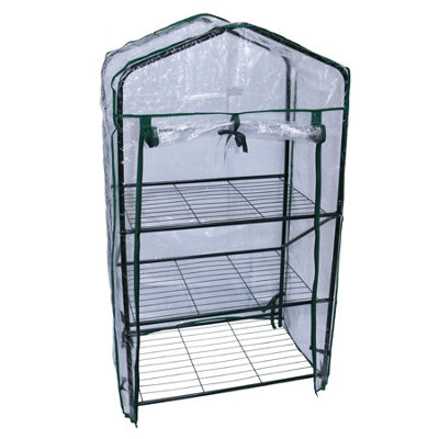 3 Tier Outdoor Mini Green House Growing Storage Room for Plants Steel Frame