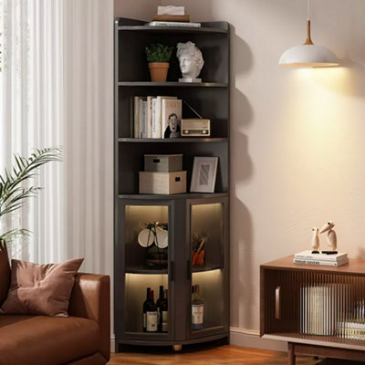 3 Tier Perfect Solution for Corner Spaces: Versatile Corner Shelves and Cabinets,Grey