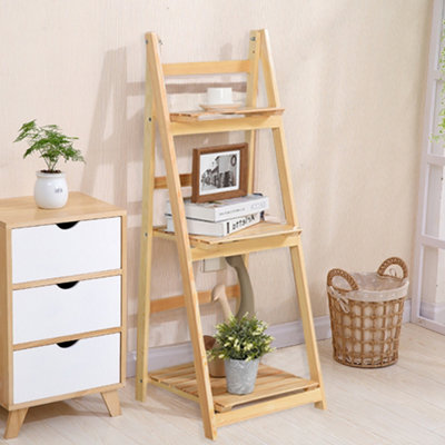 3 Tier Plant Stand Wooden Foldable Ladder Flower Shelf for Multiple ...