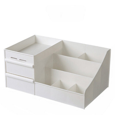 3 Tier Plastic Makeup Organizer Cosmetics Storage Box with 2 Drawer for Dresser Bedroom Bathroom 252 mm (W) - 4