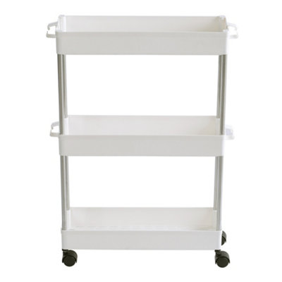 3 Tier Plastic Storage Cart Mobile Portable Slimline Shelving Trolley Unit