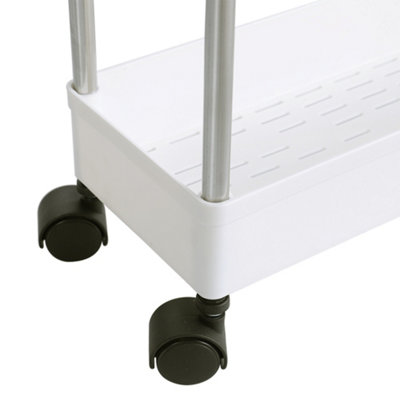 3 Tier Plastic Storage Cart Mobile Portable Slimline Shelving Trolley Unit