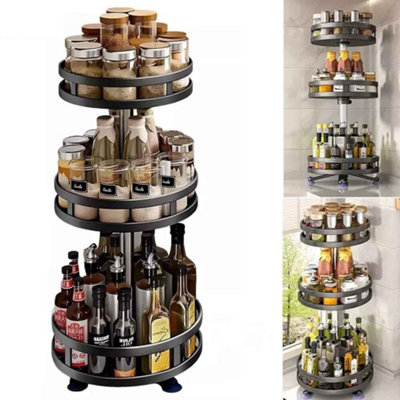 3-tier rotating spice rack, Metal kitchen organizer, 360 rotation, jars ...