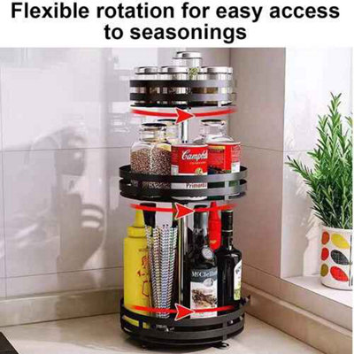 3-tier rotating spice rack, Metal kitchen organizer, 360 rotation, jars ...