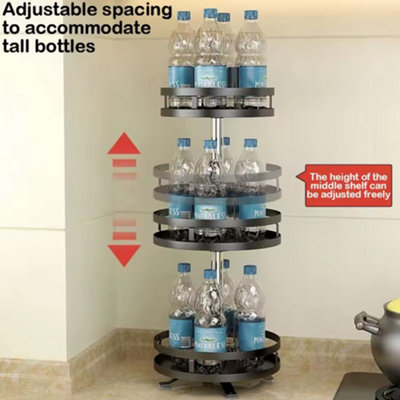 3 Tier Rotating Spice Rack Rotatable Steel Kitchen Seasoning Organizer UK