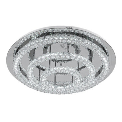 3-Tier Round Chic Crystal Flush Mount Ceiling LED Light Cool White Light 86W 80cm Dia