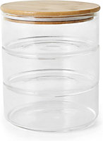 3 Tier Round Stackable Glass Food Storage Jars with Lid Airtight Sealed