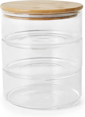 Ball Stack & Store Airtight Glass Jar Set - (2) 4-Cup & (1) 9.9-Cup, Wide Mouth, Clear Lids
