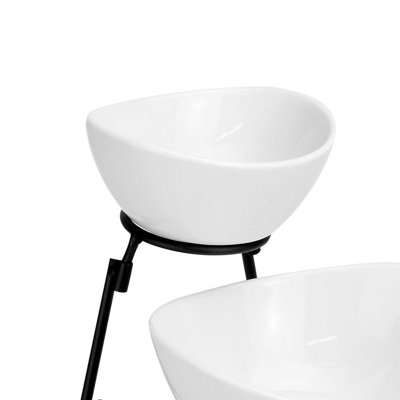3 Tier Serving Set White Ceramic Bowls - M&W - 3